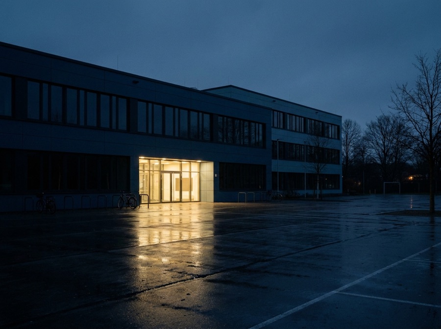 Symbolbild: Schulgebäude am Abend
